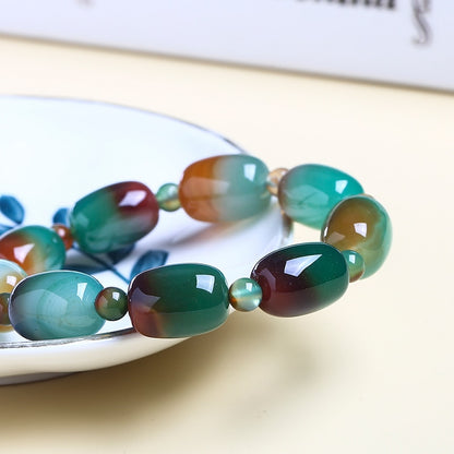 Natural Crystal Gemstone ~ Green Peacock Ore & Agates Bracelet ~ for "Happiness and Acceptance"