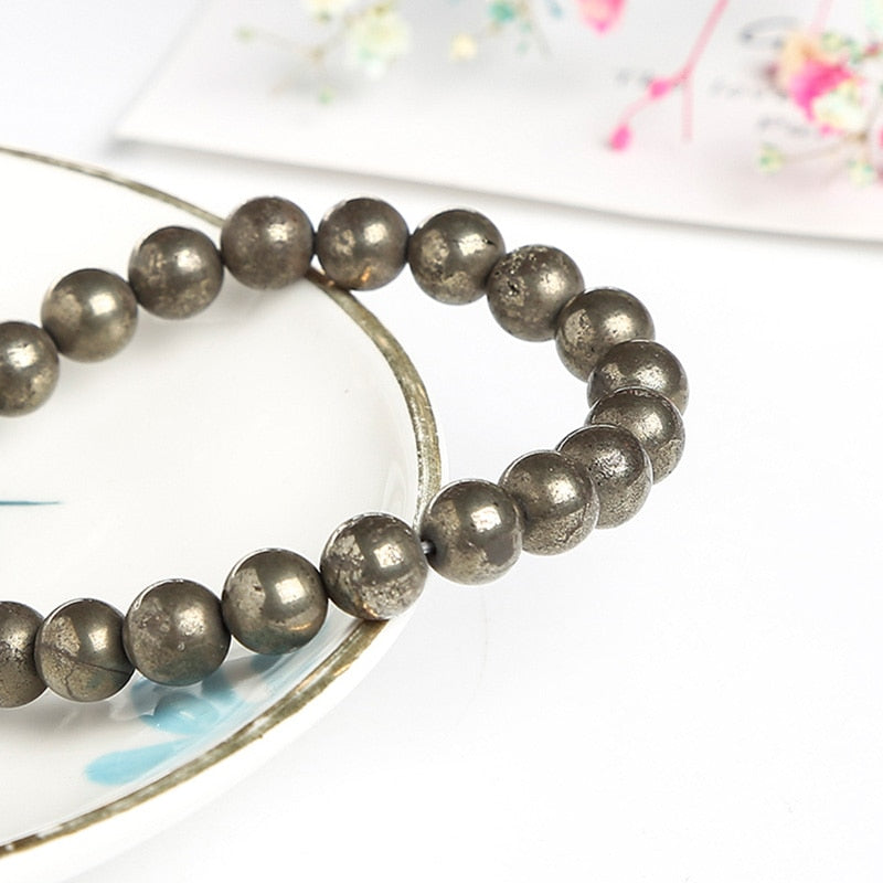 Natural Crystal Gemstone ~ Earth-mineral Pyrite Bracelet ~ for "Protection, Confidence & Strength"