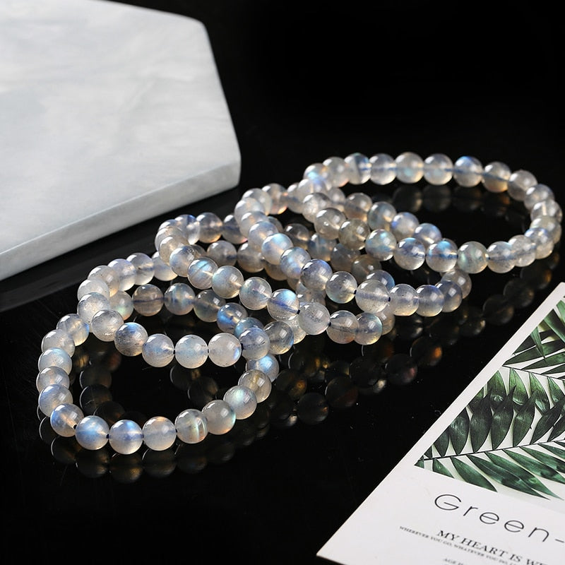 Natural Crystal Gemstone ~ Spectrolite Labradorite Bracelet & Grey Moonstone ~ for "Healing and All Attraction"
