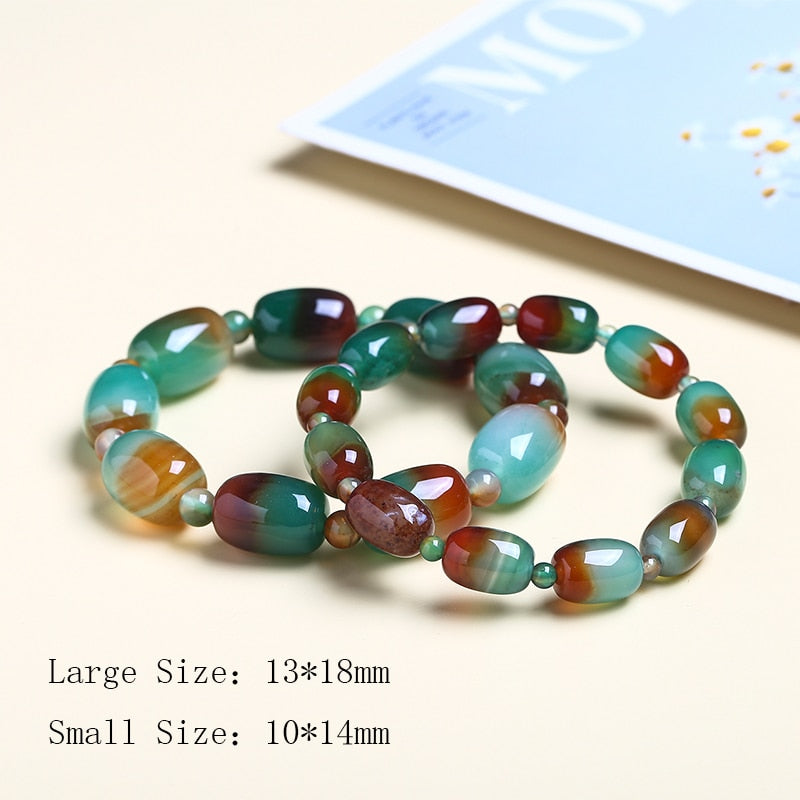 Natural Crystal Gemstone ~ Green Peacock Ore & Agates Bracelet ~ for "Happiness and Acceptance"