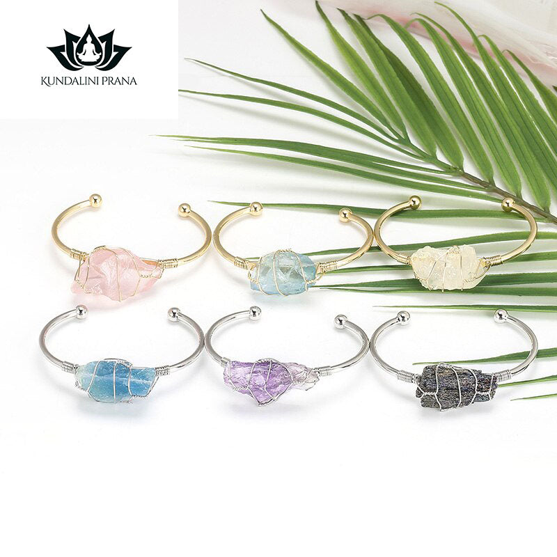 Natural Crystal Gemstone ~ Color Defined Clear Quartz Bracelet ~ for "Healing, Growth and Protection"