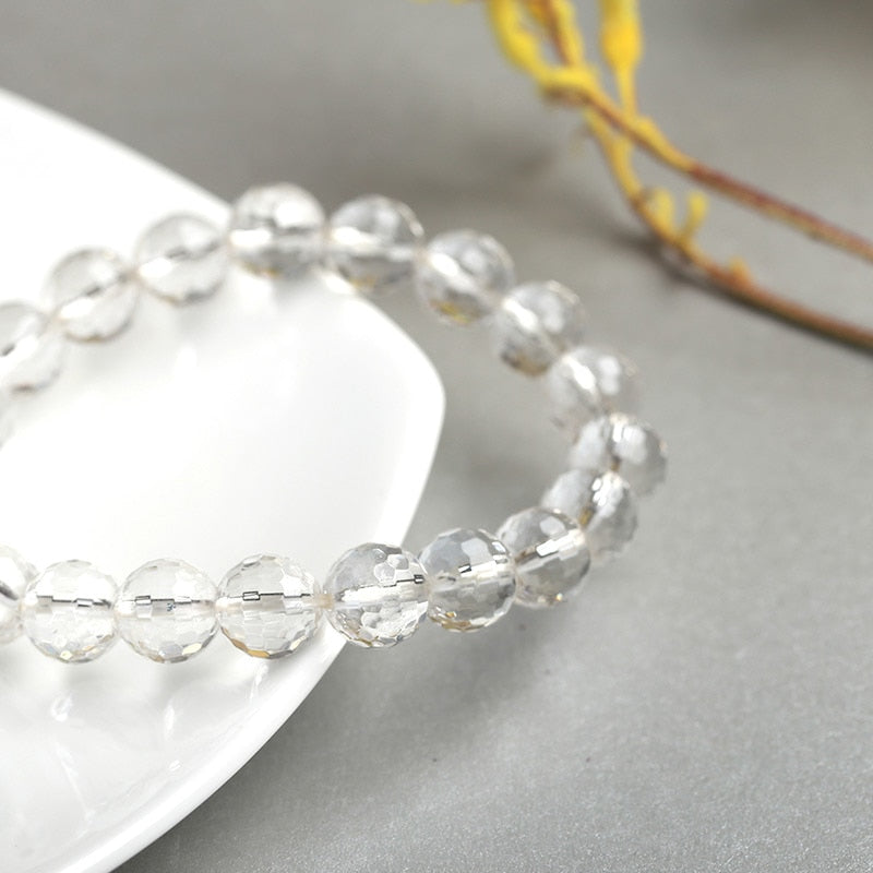 Natural Crystal Gemstone ~ AAA+ Pure Crystal Quartz Bracelet ~ for "Power, Mental Clarity and Energy"