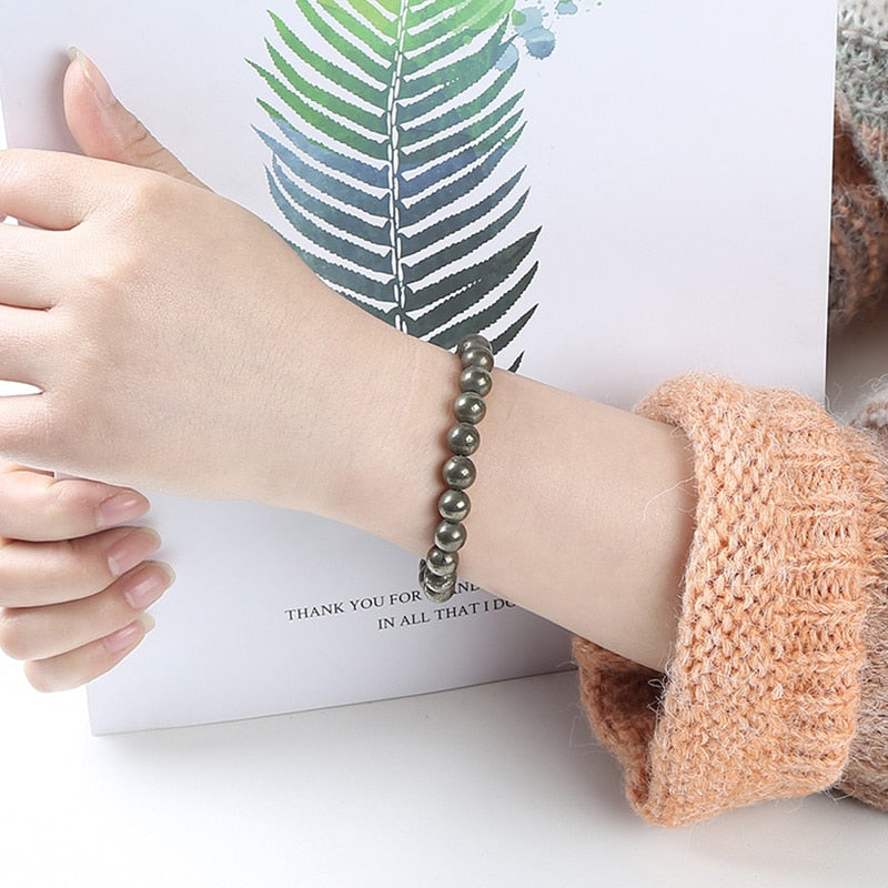 Natural Crystal Gemstone ~ Earth-mineral Pyrite Bracelet ~ for "Protection, Confidence & Strength"