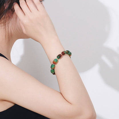 Natural Crystal Gemstone ~ Green Peacock Ore & Agates Bracelet ~ for "Happiness and Acceptance"