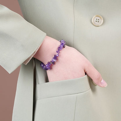 Natural Crystal Gemstone ~ Nature Amethyst & Pure Quartz Bracelet ~ for "All Healing and Protection"