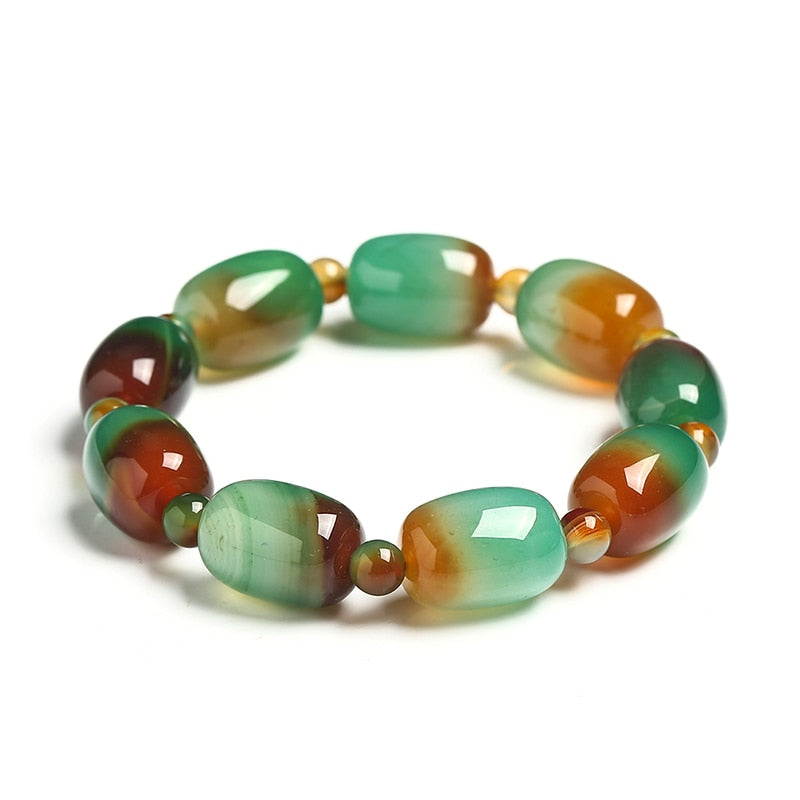 Natural Crystal Gemstone ~ Green Peacock Ore & Agates Bracelet ~ for "Happiness and Acceptance"