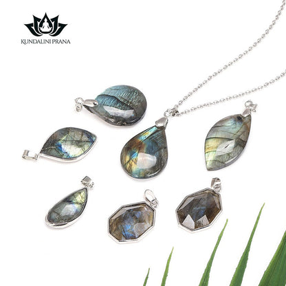 Natural Crystal Gemstone ~ Enriched Labradorite Moonstone Pendant ~ for "Healing, Growth and Meditation"