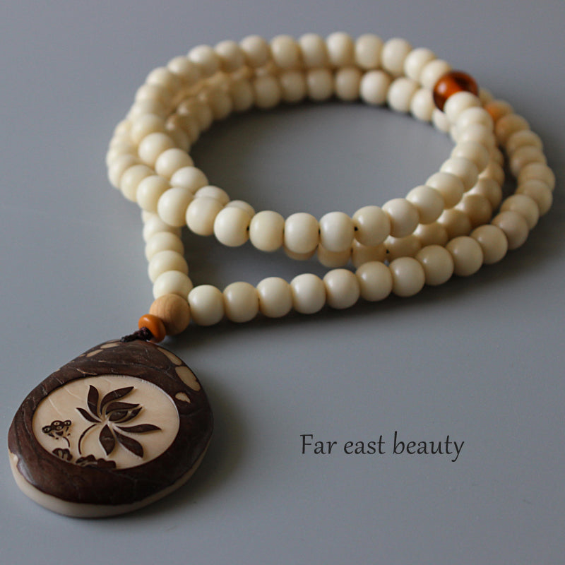 Buddhist Handcrafted Nature Sandalwood Necklace for "Reflection & Solace"