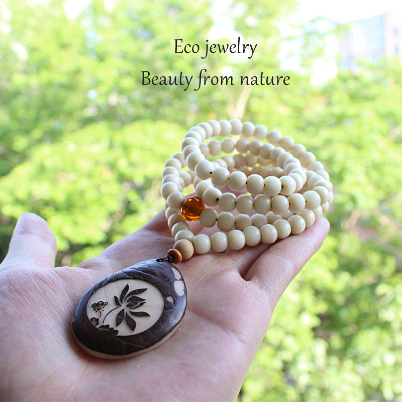 Buddhist Handcrafted Nature Sandalwood Necklace for "Reflection & Solace"