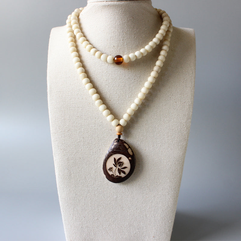 Buddhist Handcrafted Nature Sandalwood Necklace for "Reflection & Solace"