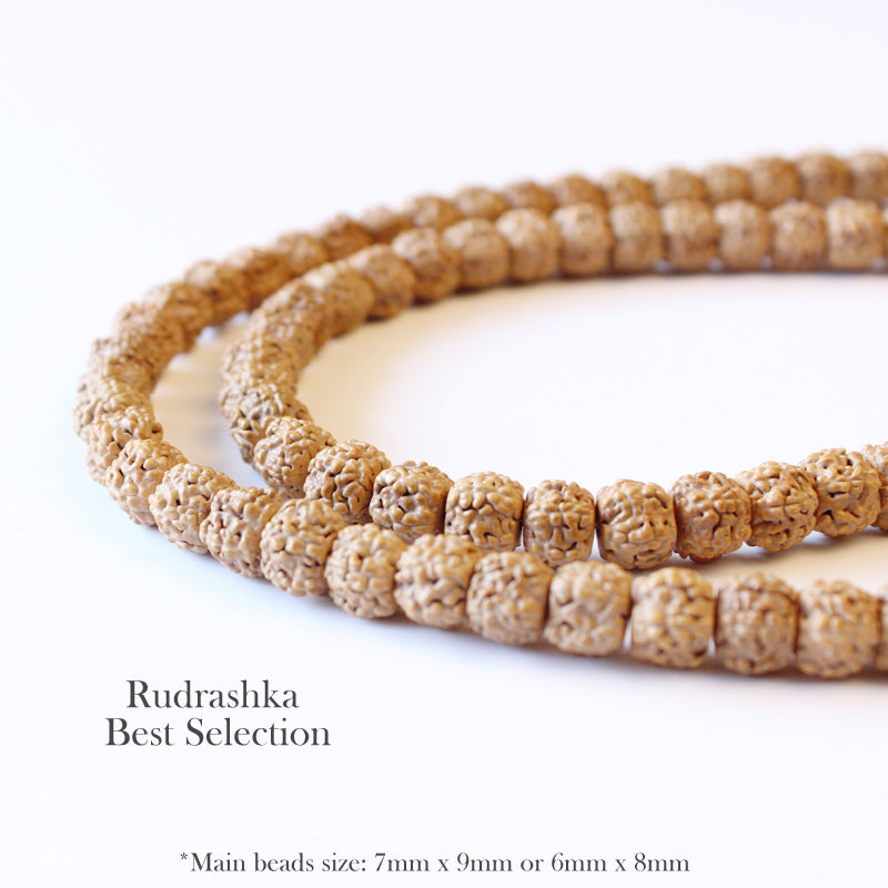 Buddhist Handcrafted Nature Sandalwood Salubrious Tribal Necklace for "Intuition & Character" (Handcarved Organic Rudraksha Beads)
