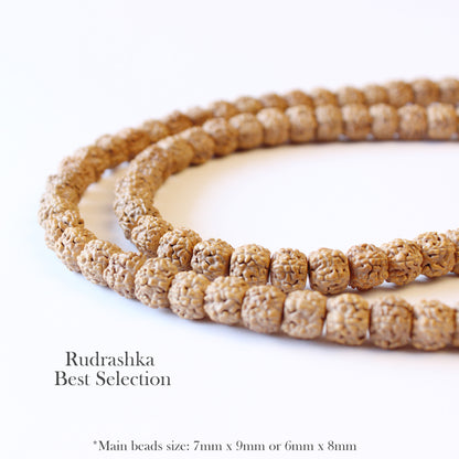 Buddhist Handcrafted Nature Sandalwood Salubrious Tribal Necklace for "Intuition & Character" (Handcarved Organic Rudraksha Beads)