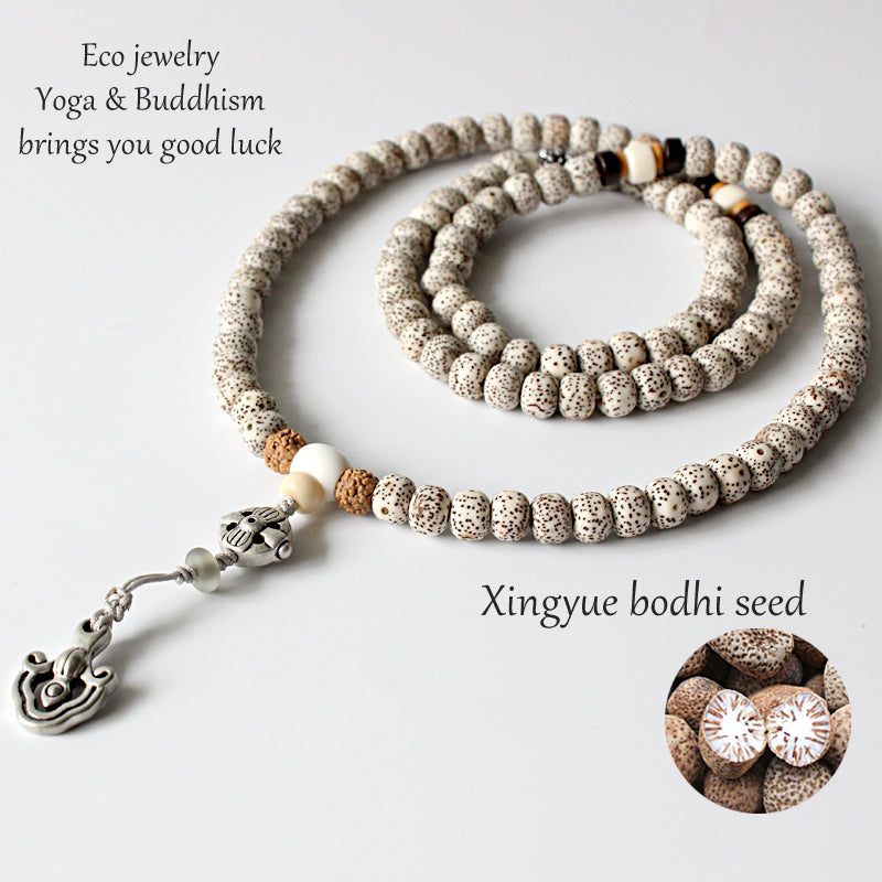 Buddhist Handcrafted Nature Sandalwood Necklace for "Strength in Spirit" (made with Organic Tree Bodhi Seed)
