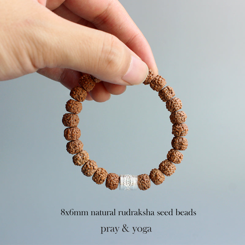 Buddhist Handcrafted Nature Sandalwood Veneration Prayer Bracelet (Organic Rudraksha Seeds)