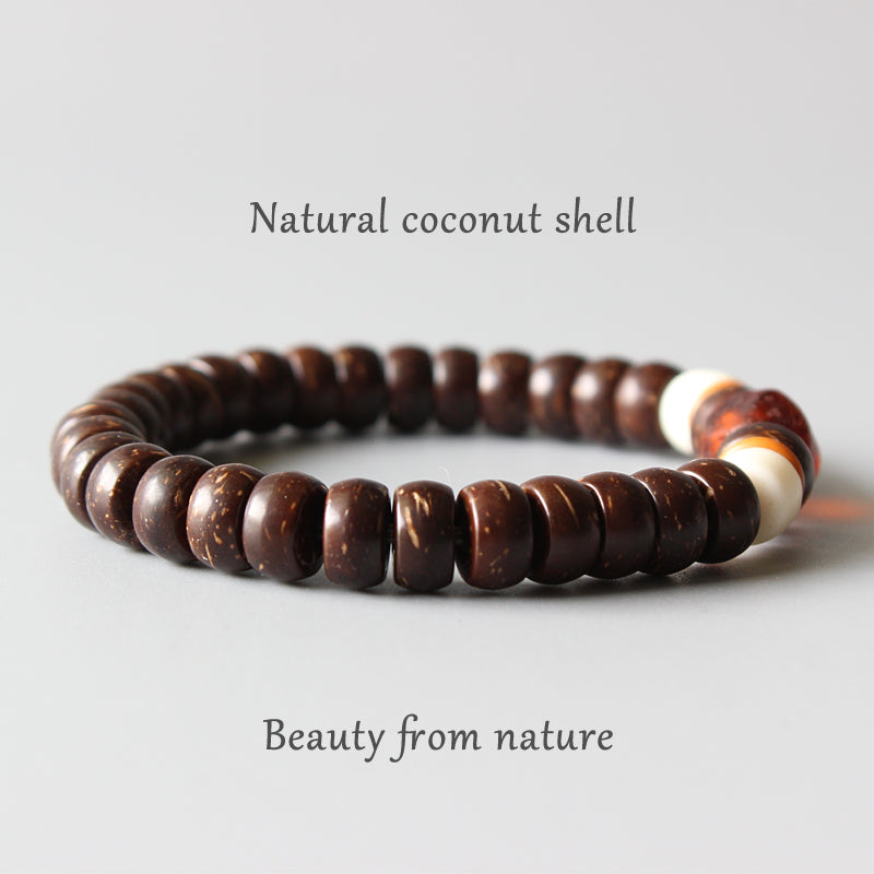Buddhist Handcrafted Nature Sandalwood Bracelet for "Empathetic" (Coco Nut Shell)