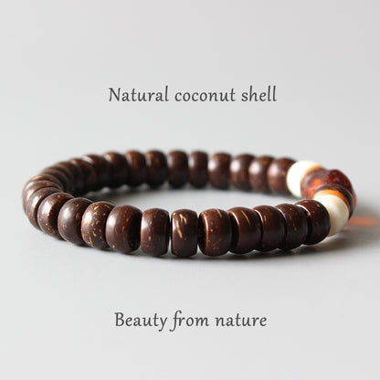 Buddhist Handcrafted Nature Sandalwood Bracelet for "Empathetic" (Coco Nut Shell)