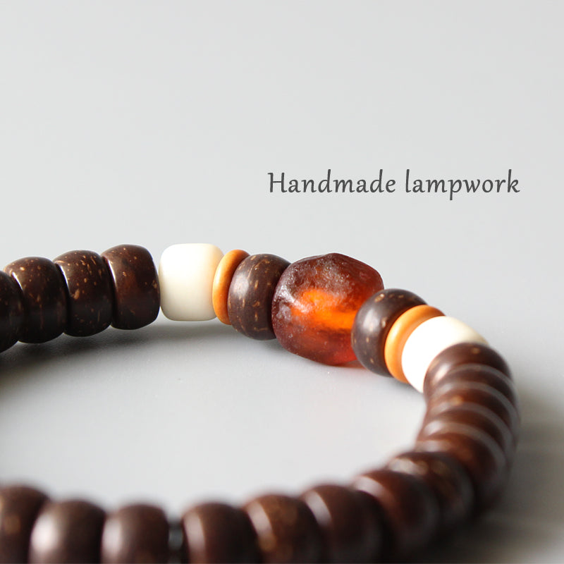 Buddhist Handcrafted Nature Sandalwood Bracelet for "Empathetic" (Coco Nut Shell)