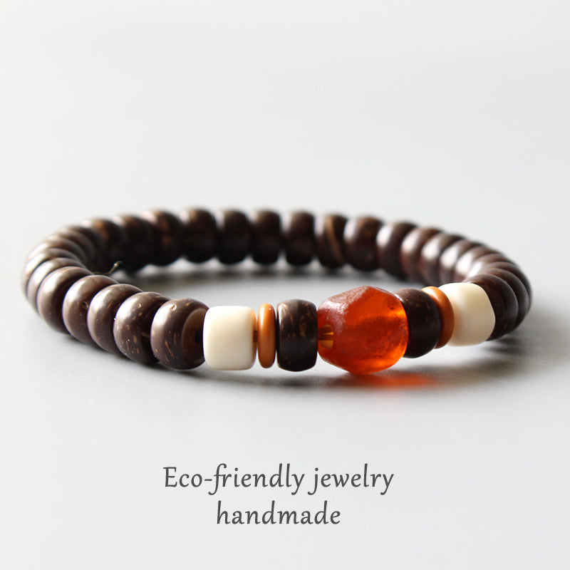 Buddhist Handcrafted Nature Sandalwood Bracelet for "Empathetic" (Coco Nut Shell)