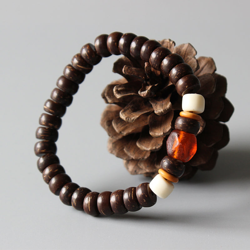Buddhist Handcrafted Nature Sandalwood Bracelet for "Empathetic" (Coco Nut Shell)
