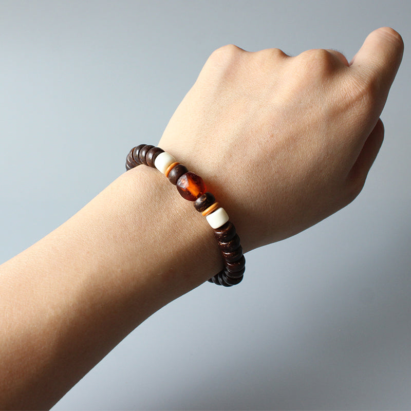 Buddhist Handcrafted Nature Sandalwood Bracelet for "Empathetic" (Coco Nut Shell)