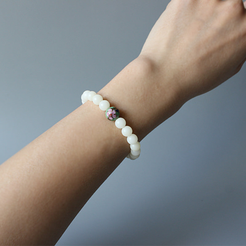 Buddhist Handcrafted Nature Sandalwood White Awakening Bracelet (Bodhi Beads)