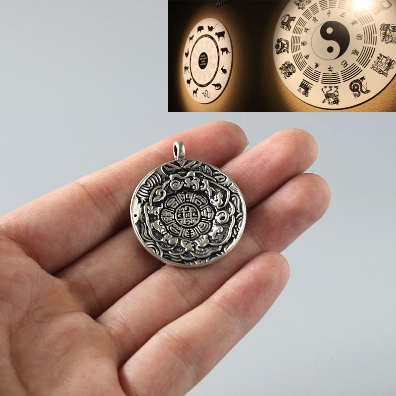Bagua Mirror Pendant (White Copper)