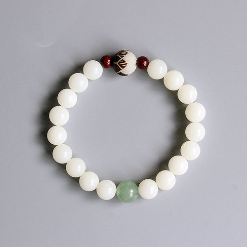 Buddhist Handcrafted Nature Sandalwood Bracelet for Awakening & Enlightenment (White Bodhi Seeds)