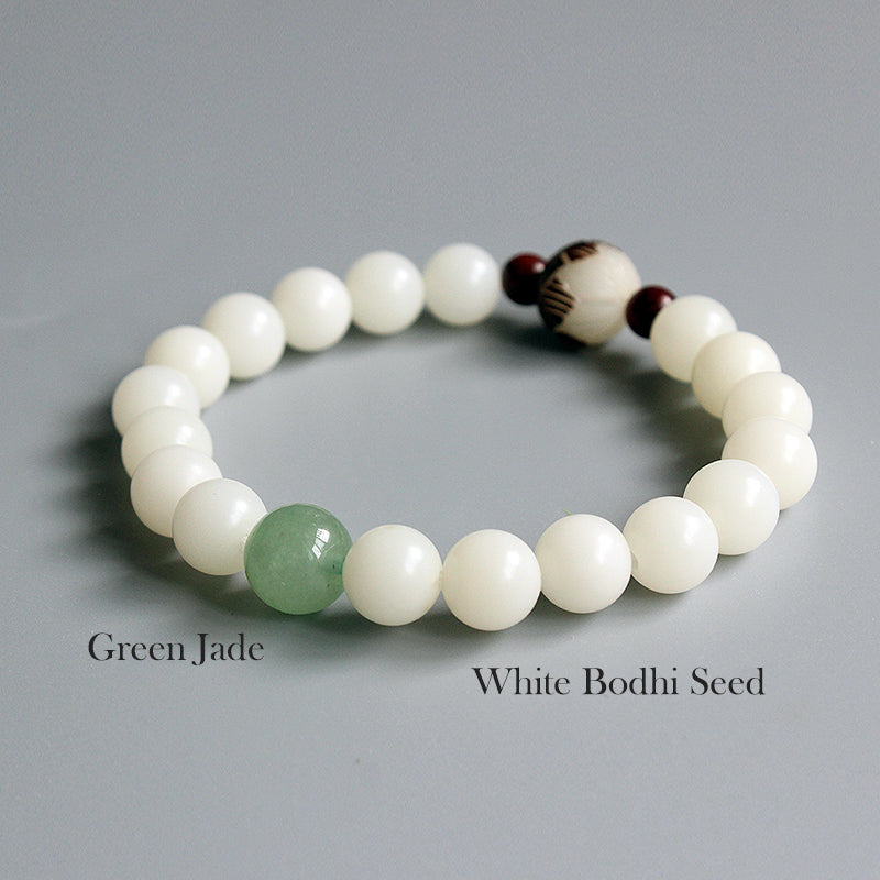 Buddhist Handcrafted Nature Sandalwood Bracelet for Awakening & Enlightenment (White Bodhi Seeds)