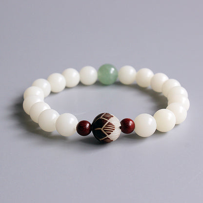 Buddhist Handcrafted Nature Sandalwood Bracelet for Awakening & Enlightenment (White Bodhi Seeds)