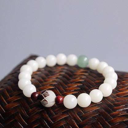 Buddhist Handcrafted Nature Sandalwood Bracelet for Awakening & Enlightenment (White Bodhi Seeds)