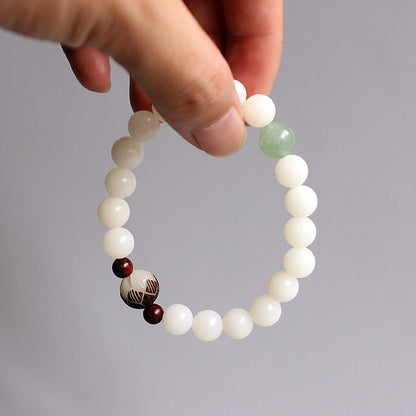 Buddhist Handcrafted Nature Sandalwood Bracelet for Awakening & Enlightenment (White Bodhi Seeds)