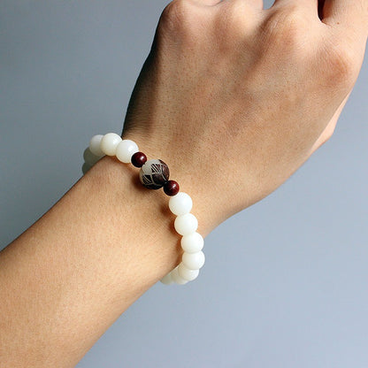 Buddhist Handcrafted Nature Sandalwood Bracelet for Awakening & Enlightenment (White Bodhi Seeds)
