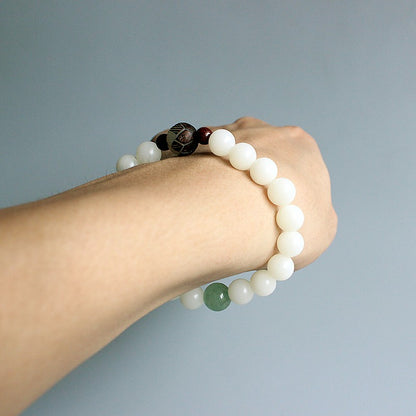 Buddhist Handcrafted Nature Sandalwood Bracelet for Awakening & Enlightenment (White Bodhi Seeds)