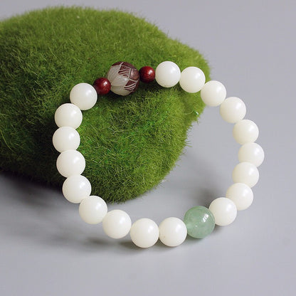 Buddhist Handcrafted Nature Sandalwood Bracelet for Awakening & Enlightenment (White Bodhi Seeds)