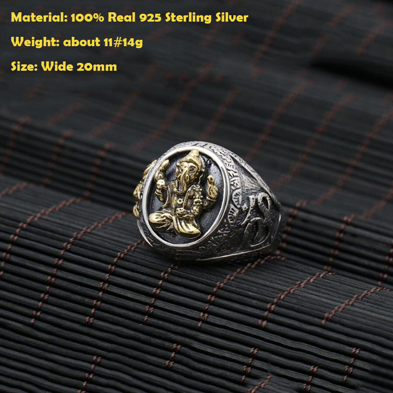 Vināyaka Elephant God Ring of Luck and Positivity (Silver)