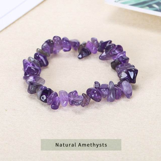 Natural Crystal Gemstone ~ Nature Amethyst & Pure Quartz Bracelet ~ for "All Healing and Protection"