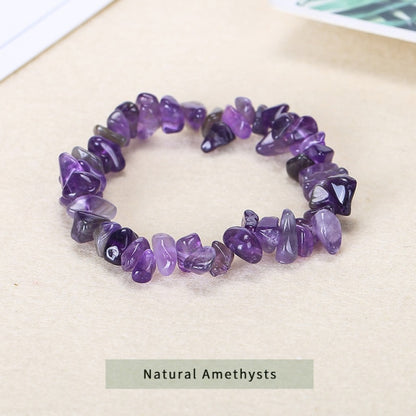Natural Crystal Gemstone ~ Nature Amethyst & Pure Quartz Bracelet ~ for "All Healing and Protection"