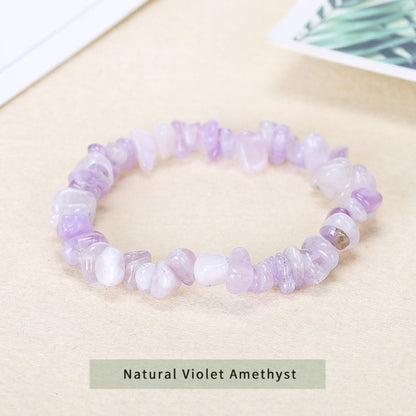 Natural Crystal Gemstone ~ Nature Amethyst & Pure Quartz Bracelet ~ for "All Healing and Protection"