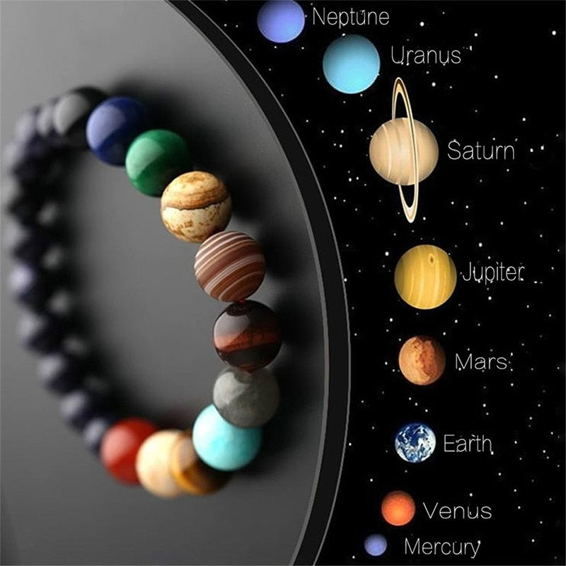 Natural Crystal Gemstone ~ Eight Planetary Solar System Bracelet