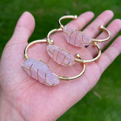 Natural Crystal Gemstone ~ Color Defined Clear Quartz Bracelet ~ for "Healing, Growth and Protection"
