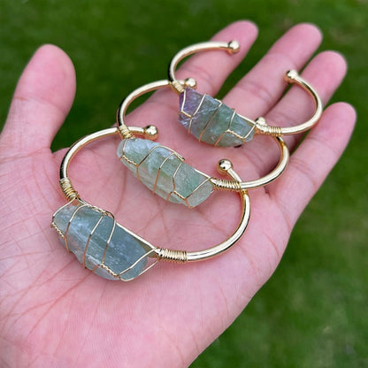 Natural Crystal Gemstone ~ Color Defined Clear Quartz Bracelet ~ for "Healing, Growth and Protection"