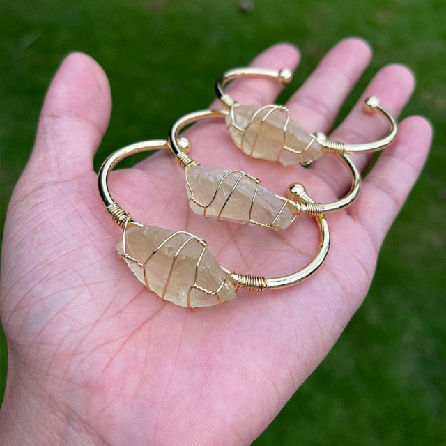 Natural Crystal Gemstone ~ Color Defined Clear Quartz Bracelet ~ for "Healing, Growth and Protection"