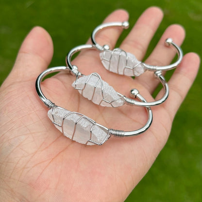 Natural Crystal Gemstone ~ Color Defined Clear Quartz Bracelet ~ for "Healing, Growth and Protection"