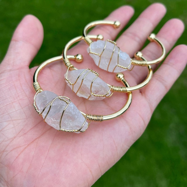 Natural Crystal Gemstone ~ Color Defined Clear Quartz Bracelet ~ for "Healing, Growth and Protection"