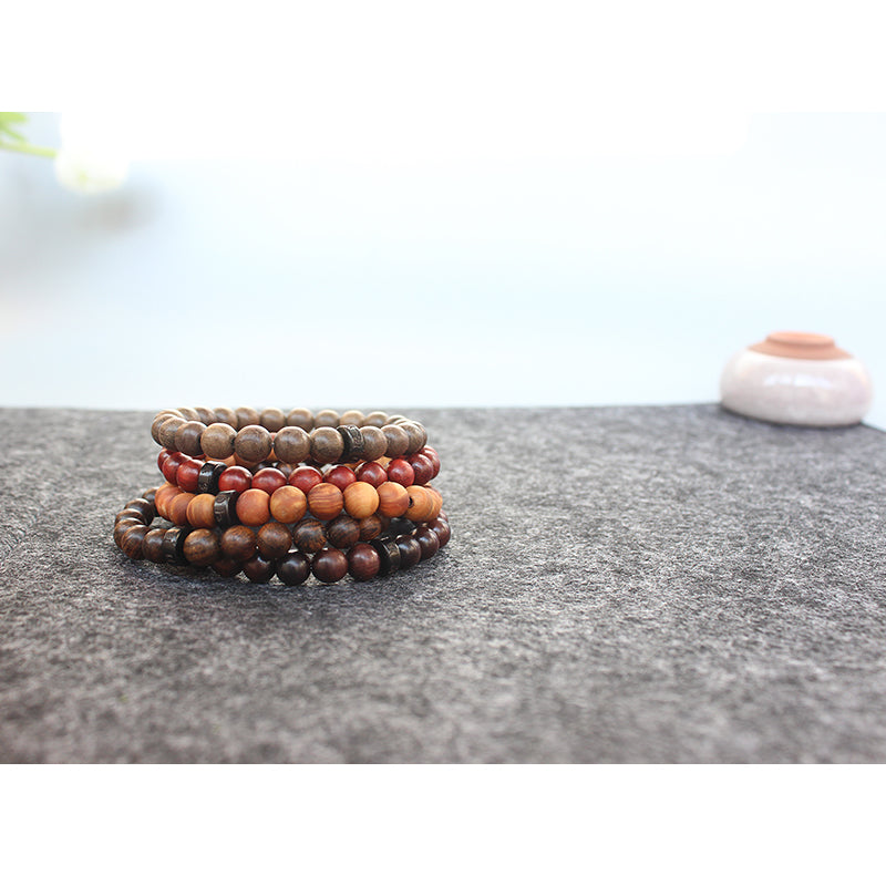 Buddhist Handcrafted Nature Sandalwood Bracelet for "Integrity & Loyalty" - Om Ma Ni Pad Me Hum Center
