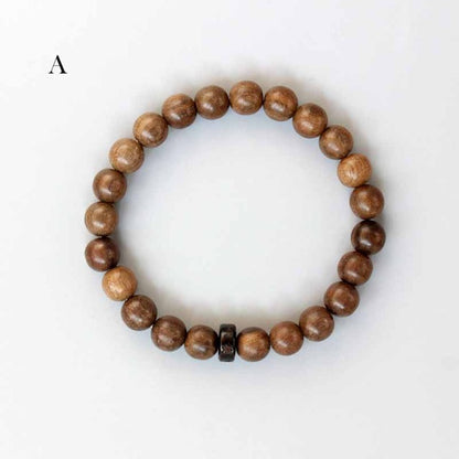 Buddhist Handcrafted Nature Sandalwood Bracelet for "Integrity & Loyalty" - Om Ma Ni Pad Me Hum Center