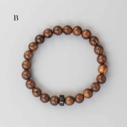 Buddhist Handcrafted Nature Sandalwood Bracelet for "Integrity & Loyalty" - Om Ma Ni Pad Me Hum Center