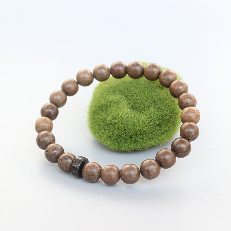 Buddhist Handcrafted Nature Sandalwood Bracelet for "Integrity & Loyalty" - Om Ma Ni Pad Me Hum Center