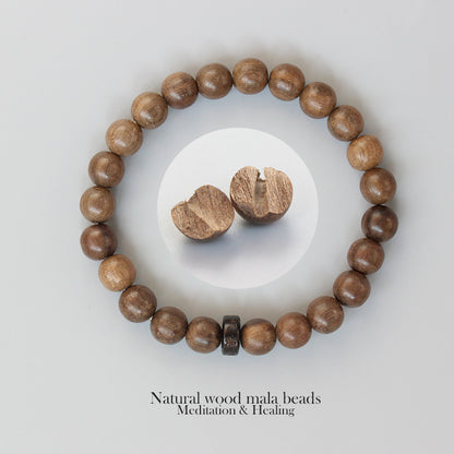 Buddhist Handcrafted Nature Sandalwood Bracelet for "Integrity & Loyalty" - Om Ma Ni Pad Me Hum Center