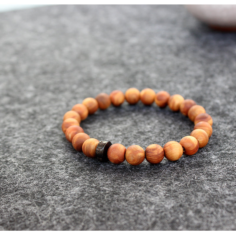 Buddhist Handcrafted Nature Sandalwood Bracelet for "Integrity & Loyalty" - Om Ma Ni Pad Me Hum Center